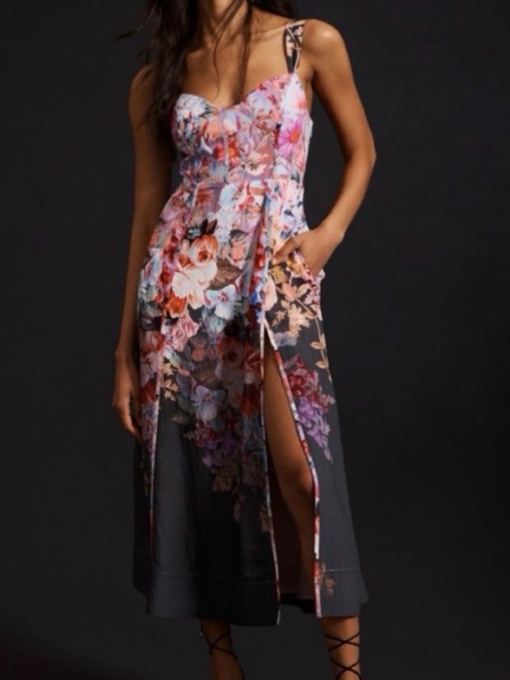 Anthropologie Floral Dress in Black and Multicolor - Picture 10 of 13